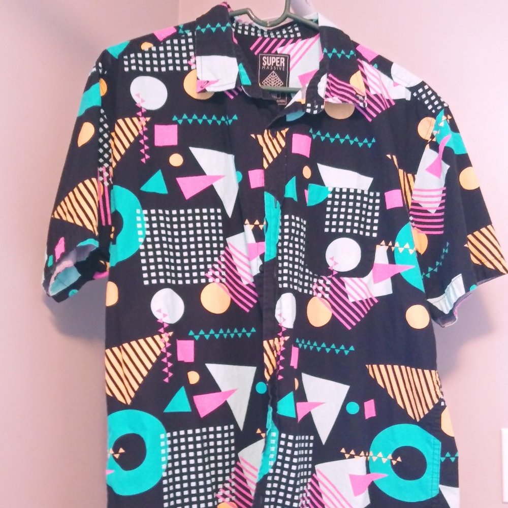 Retro Geometric Button Down
